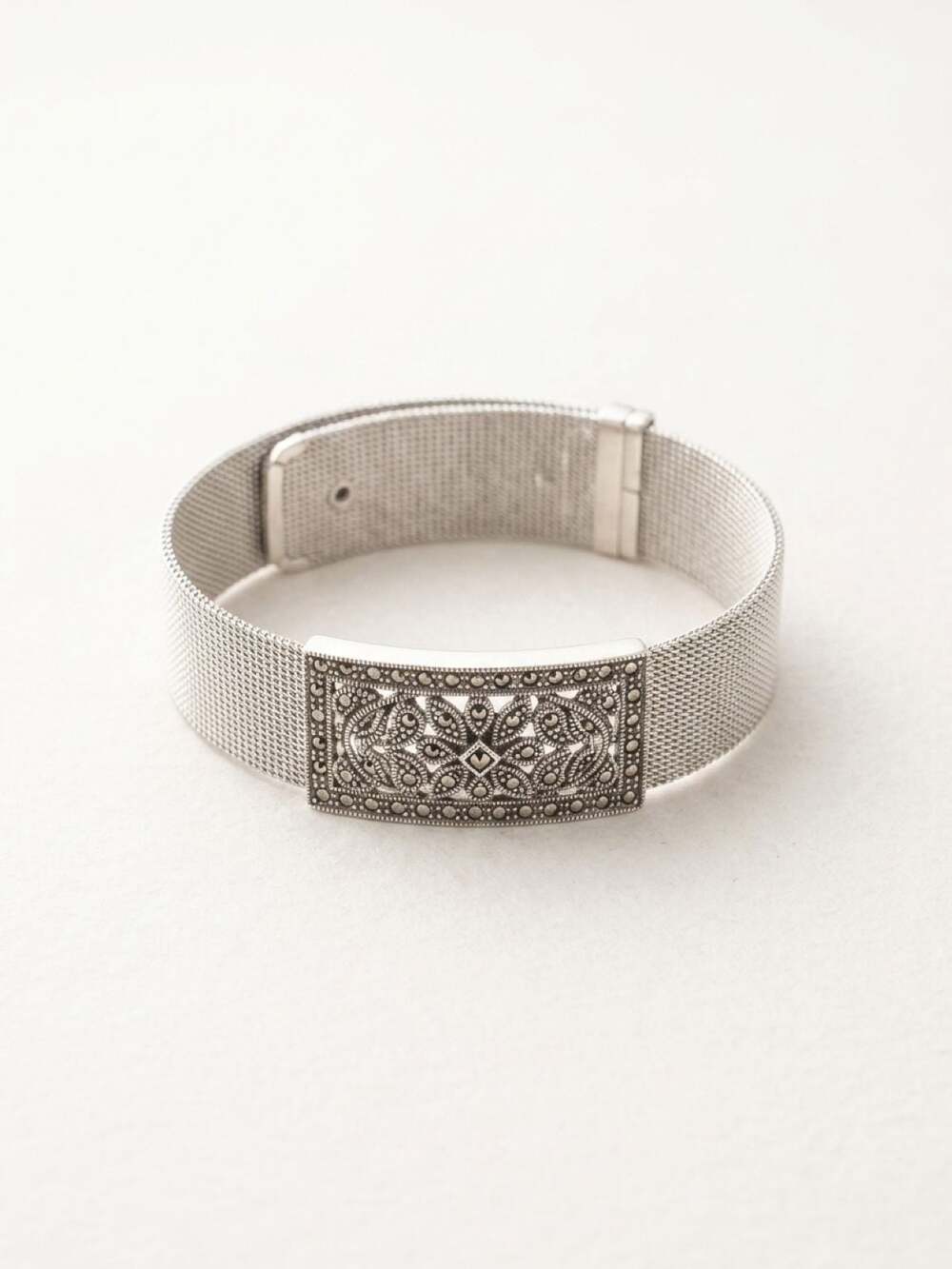 Marcasite Silver Tone Bracelet Art Deco Style - Picture 2 of 5